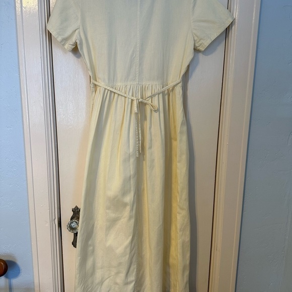 Vtg. Erika Dress Pastel Yellow Linen Embroidered Cottagecore Scoop Neck Size PS - Picture 4 of 11